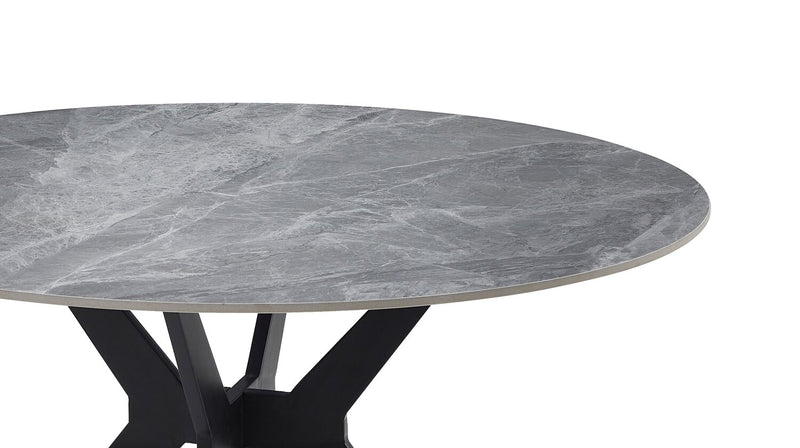 Luka Dining Table with Sintered Stone Top, Metal Base - 43.5\"W Round – Grey