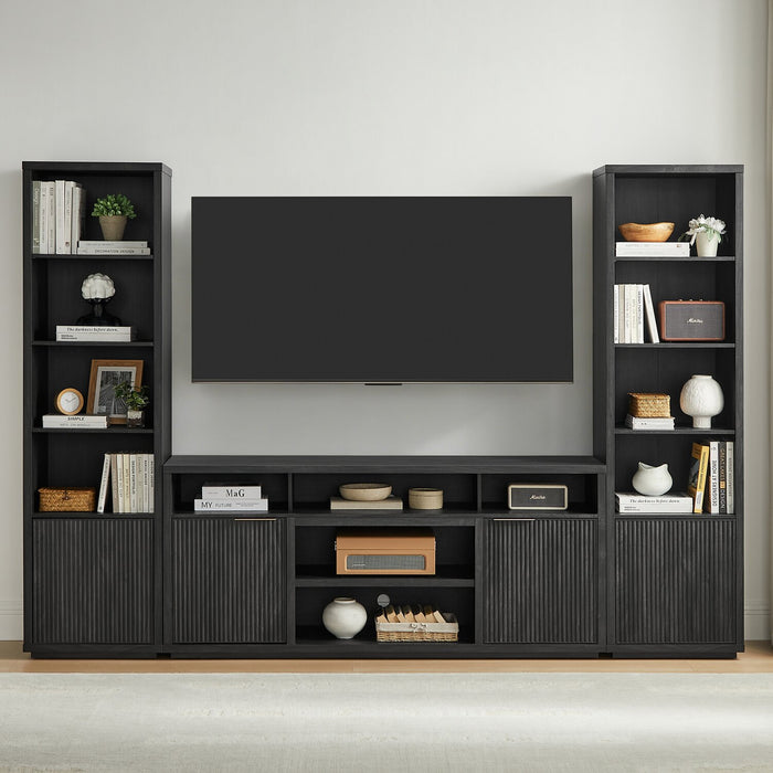 Brenner 104\" 3 Piece Entertainment Center with Storage for TVs Up To 60\" – Charcoal 