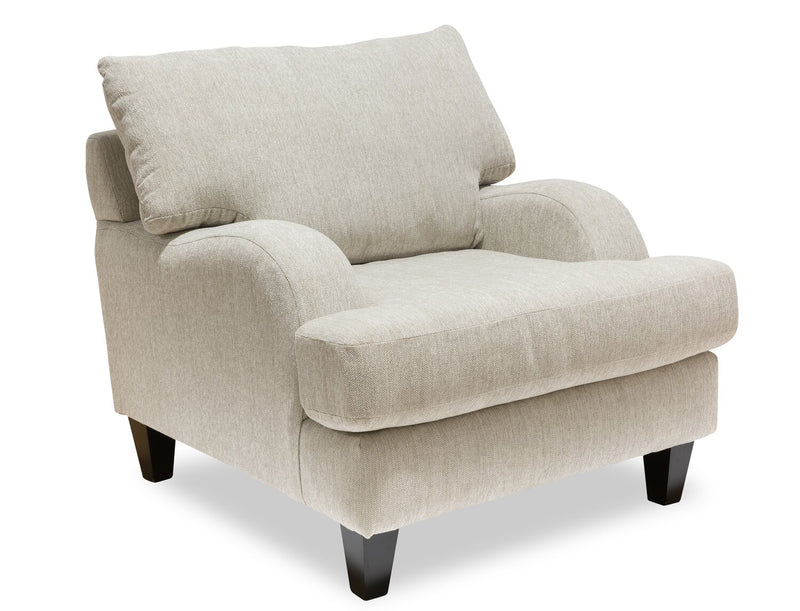 Made in Canada Nofia 36\" Chenille Fabric Chair with Wood Legs - Linen Beige