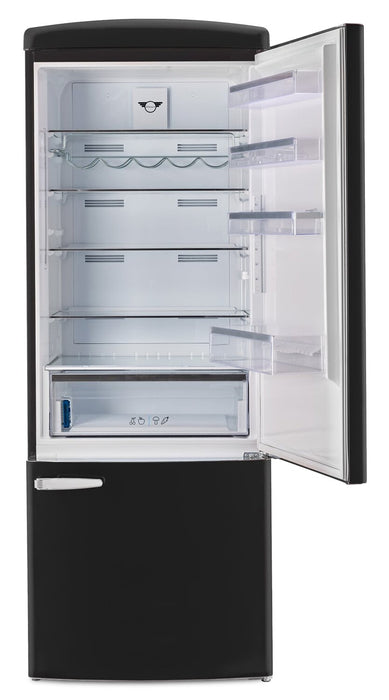 Unique Classic Retro 28\" 17 Cu Ft. Bottom Mount Refrigerator - Matte Black - UNQ-455L MB AC