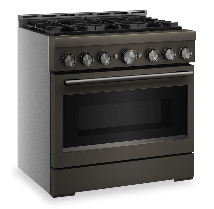 KitchenAid 36\" 5.1 Cu. Ft. Gas Range with No Preheat Air Fry Mode – Black Ore - KFGS936SBE