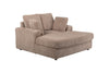 Karlee 54\" Ultra Plush Faux Fur Fabric Chaise Lounge with Dual Cupholders - Brown