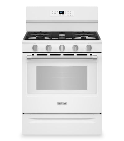 Maytag 5 Cu. Ft. Convection Gas Range with No Preheat Air Fry - White - MFGS6030RW | Cuisinière à gaz Maytag de 5 pi3 à convection avec friture à air sans préchauffage - blanche - MFGS6030RW | MFGS60RW