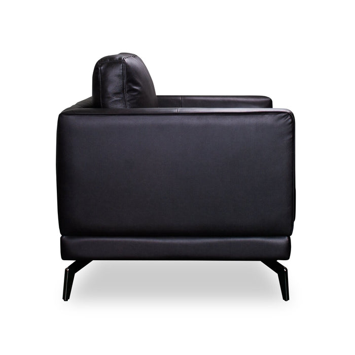 Melrose 36.5\" Top-Grain Genuine Leather Chair with Metal Legs - Black