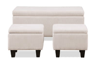 Marlow 19.5” 3-Pack Storage Ottomans – Beige 