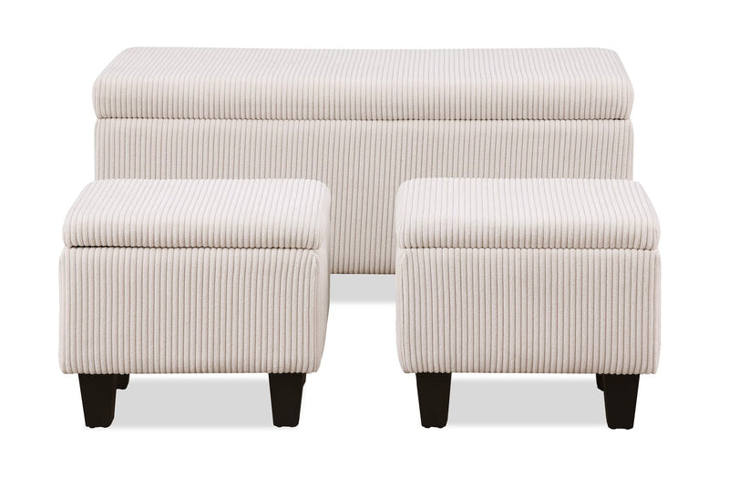 Marlow 19.5” 3-Pack Storage Ottomans – Beige