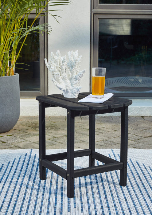 Bask Outdoor Patio End Table - 15\"W, High Density Plastic, UV & Weather Resistant - Black