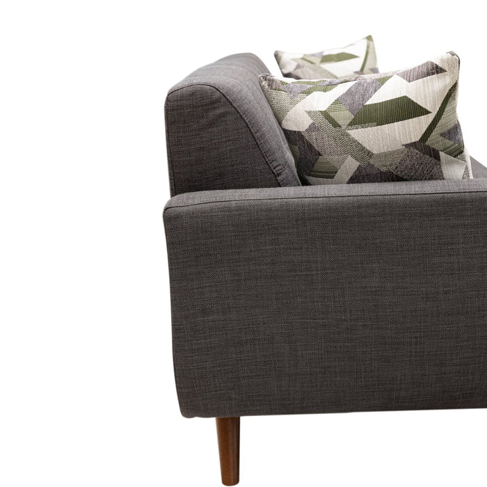 Kort & Co. Freeman 80” Linen-Look Fabric Condo Size Sofa with Wood Legs - Charcoal Grey
