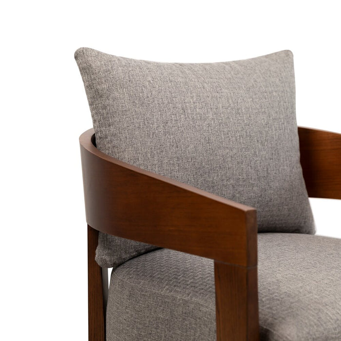 Amor 28.54\" Fabric Accent Chair with Wood Arms and Legs - Grey