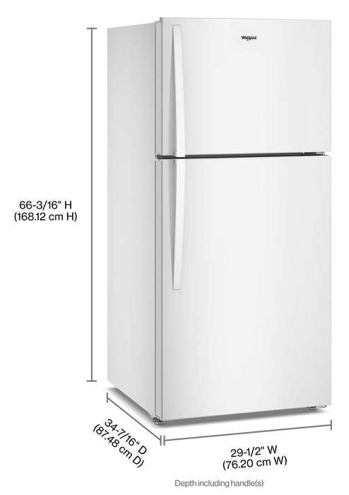 Whirlpool 29.5\" 19 Cu. Ft. Top Freezer Refrigerator with Total Coverage Cooling - White - WRTX7419SW