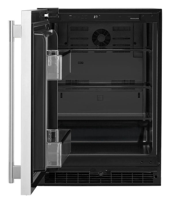 KitchenAid 24\" Panel-Ready Undercounter Refrigerator – Black and Stainless Steel - KURL124SSB
