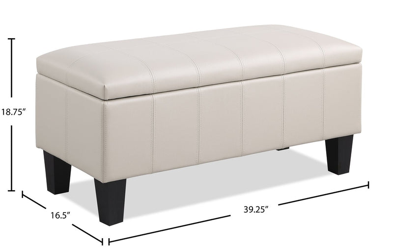 James 39.25\" Faux Leather Storage Ottoman - Beige