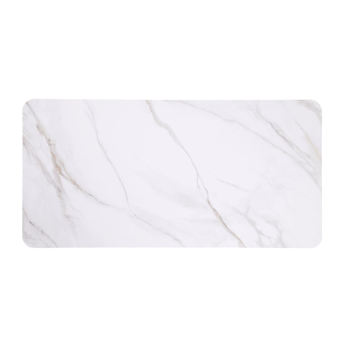 Kort & Co. Capri 47.5\" Modern Rectangular Coffee Table with White Sintered Stone Top – Black and Gold