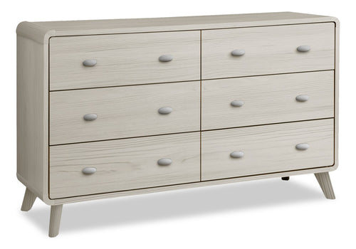 Cami Bedroom 6-Drawer Dresser, Mid-Century Modern, 58.5"W x 17.5"H - Grey Oak 