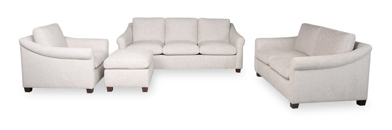 Mallie 36\" Chenille Fabric Chair with Rolled Arms and Wood Legs - Shell White