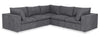 Farah 5-Piece Chenille Fabric Sectional with Removable Feather Down Back Cushions - Charcoal