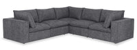 Farah 5-Piece Chenille Fabric Sectional with Removable Feather Down Back Cushions - Charcoal 