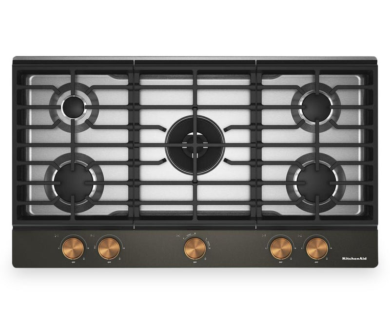 KitchenAid Gas-on-Metal Cooktop with Integrated Wok Grate - Black Ore - KCGK736SBE