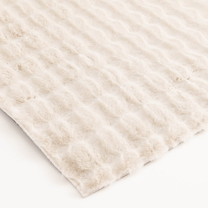 Faux Fur Bubble Ivory Area Rug with Memory Foam Backing - 7' x 10'