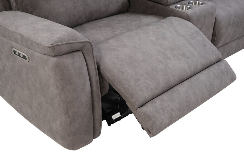 Caleb 6-Piece Power Reclining Sectional with Storage Console and USB Port - Grey