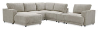 Voyage Modular 6-Piece Left-Facing Fabric Sectional with Console and Removable Back Cushions – Beige 
