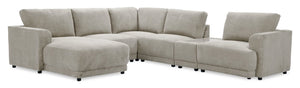 Voyage Modular 6-Piece Left-Facing Fabric Sectional with Console and Removable Back Cushions – Beige
