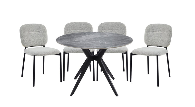 Luka Dining Table with Sintered Stone Top, Metal Base - 43.5\"W Round – Grey