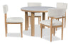 Jolie 5pc Dining Set with Table & 4 Chairs, Marble-Look Top, Melamine, 45\"W Round - White & Oak Brown