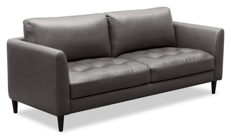Erin 80.3\" Leather-Look Fabric Sofa with Tufted Seat Cushions - Grey