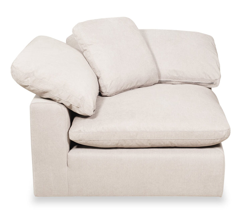 Eclipse Modular 8-Piece Linen-Look Fabric Sectional with Reversible Feather Down Cushions - Linen White
