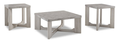 Cecily 35.5” Modern 3-Pack Coffee + 2 End Tables - White | Ensemble de 3 tables modernes Cecily de 35,5 po, table à café et 2 tables de bout - blanc