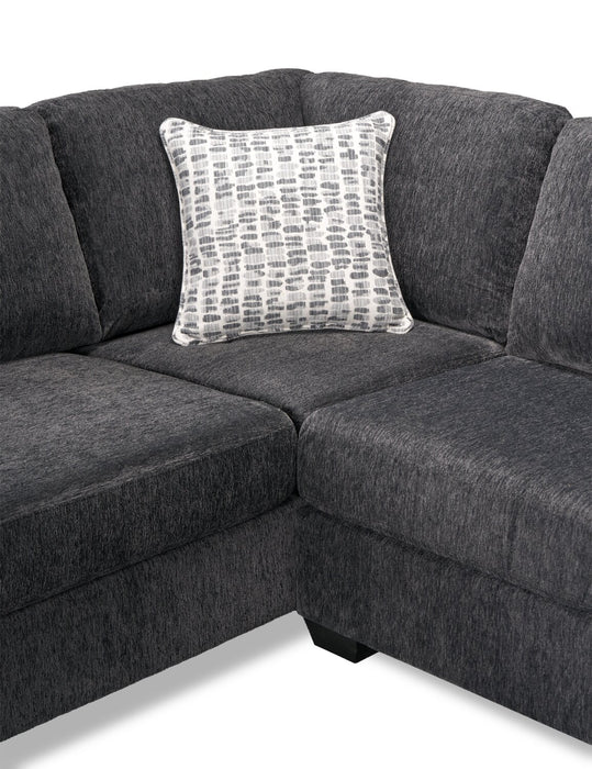 Made in Canada Morgan 3-Piece Left-Facing Chenille Fabric Wrap Sectional with Accent Pillows - Grey