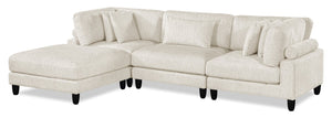 Lounge 4-Piece Chenille Modular Sectional with Ottoman – Beige 