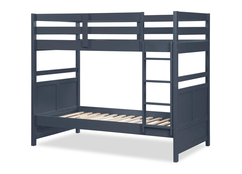 Quinn Bunk Bed with Ladder & Guard Rail for Kids, Blue - Twin/Twin