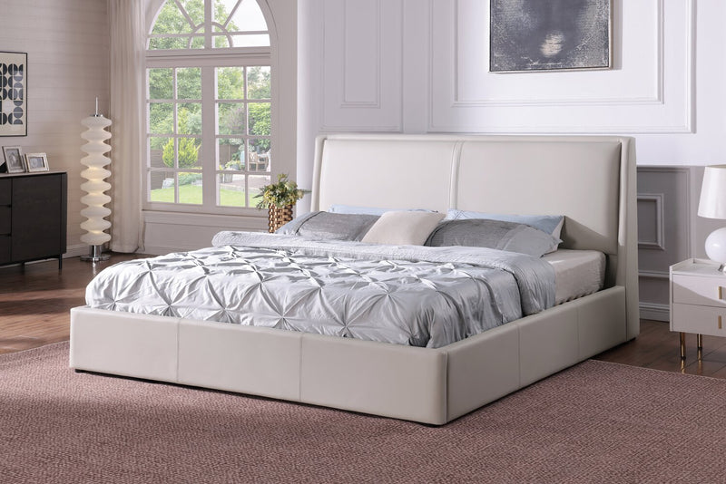 Nico Leather-Look Storage King Bed – Taupe