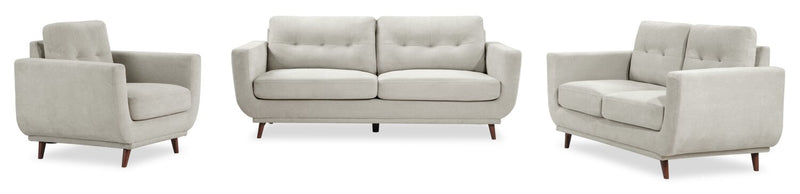 Cosmo 57\" Fabric Loveseat with Tufted Back Cushions - Grey