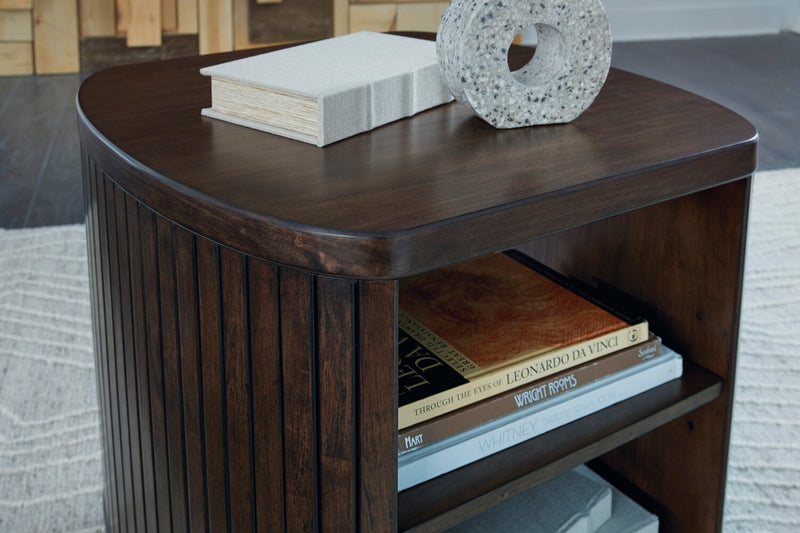 Vernon 25” Modern Solid Wood End Table with 2 Shelves - Dark Brown