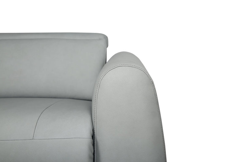 Gianna 76\" Genuine Leather Power Reclining Sofa with Power Headrests and USB Ports - Spa Blue