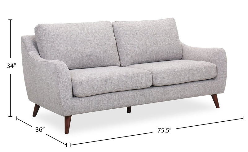 Zoey 75.5\" Fabric Sofa - Grey