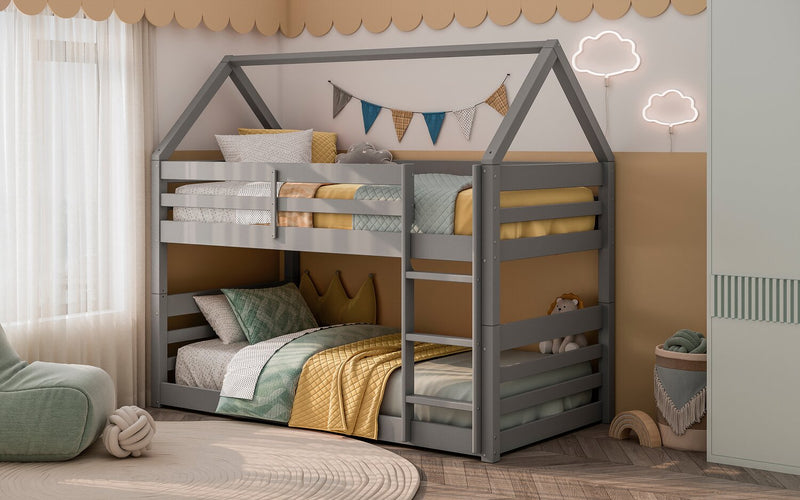 Gemma Twin Over Twin House Bunk Bed - Grey