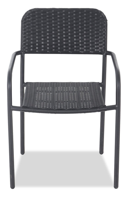 Paris Outdoor Patio Bistro Chair - Hand-Woven Resin Wicker, UV & Weather Resistant - Black