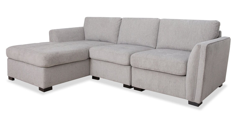 Vault 3-Piece Left-Facing Sectional with Storage Chaise and Two Storage Chairs - Grey