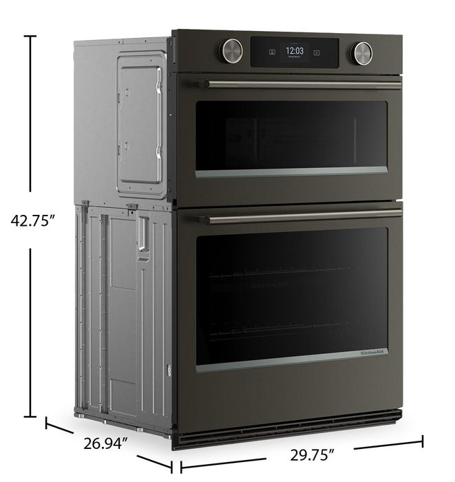 KitchenAid 30\"  Smart Electric Combo Wall Oven - Black Ore - KOEC730SBE