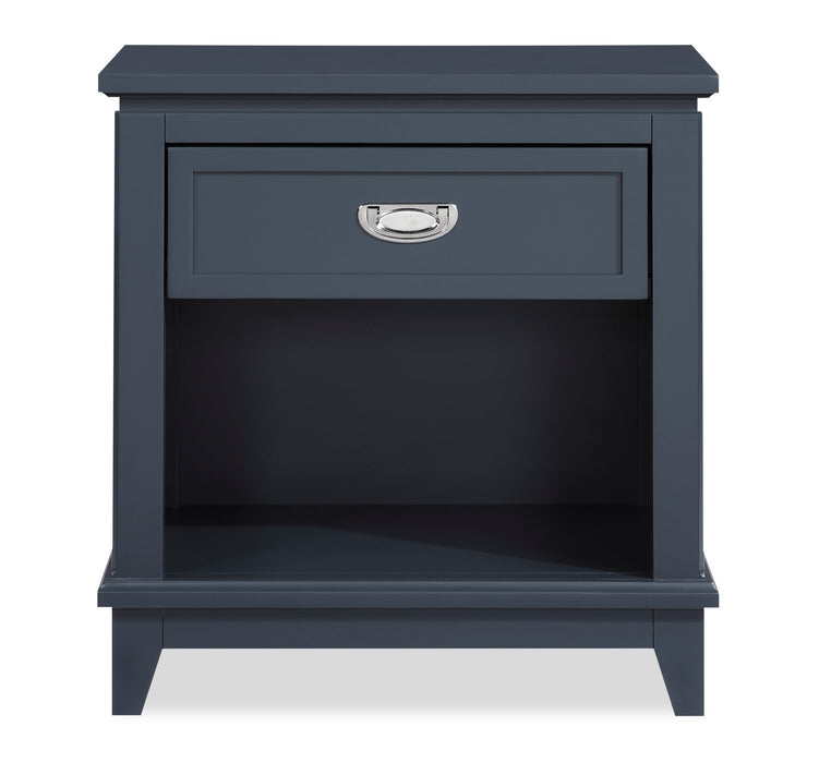 Quinn Bedside 1-Drawer Nightstand with Shelf, 24\"W x 26\"H - Blue