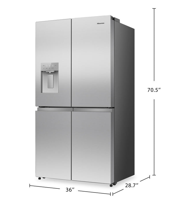Hisense 36\" 22.5 Cu. Ft. Couter-Depth French 4-Door Refrigerator - Stainless Steel - RQ23G4FSEI