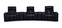 Zen 5-Piece Faux Leather Home Theatre Power Reclining Sectional with Massage and Two Storage Consoles - Black 