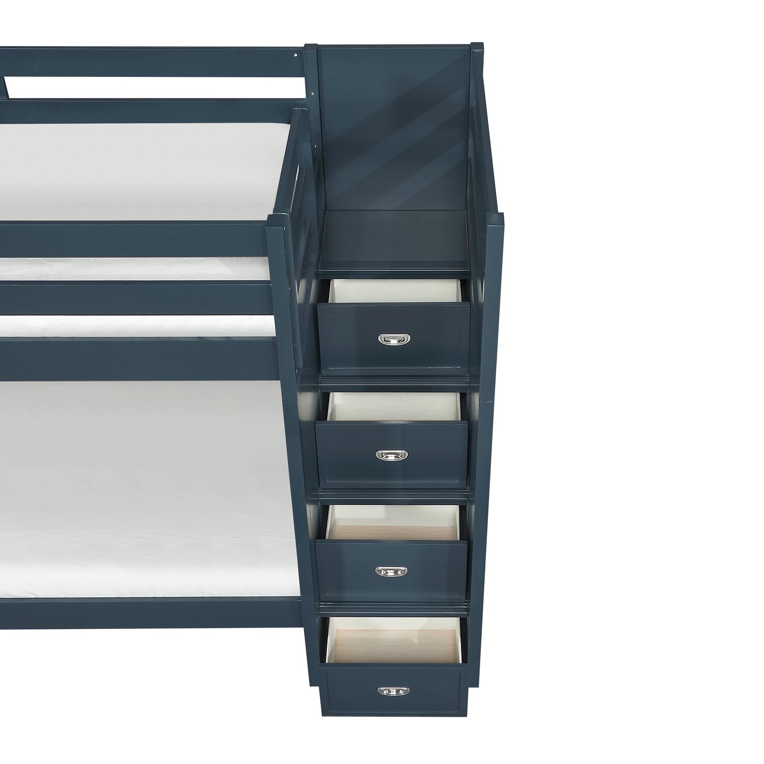 Quinn Bunk Bed with Built-in Staircase Dresser & Guard Rail for Kid