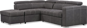 Drake 3-Piece Faux Suede Left-Facing Sleeper Sectional - Cement