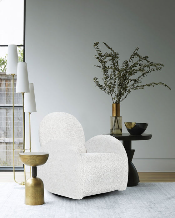 Shay 33\" Chenille Fabric Swivel Glider Reclining Accent Chair - River Rock Beige