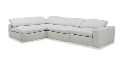 Sky Modular 4-Piece Fabric Sectional with Power Reclining Chair and Feather Down Cushions - Nathan Wheat | Sofa sectionnel modulaire Sky 4 pièces en tissu avec fauteuil à inclinaison électrique et coussins en plumes et duvet - blé Nathan